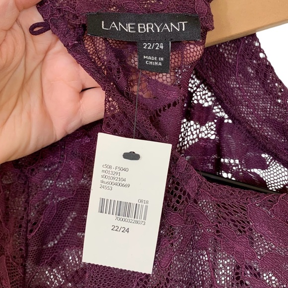 Lane Bryant Burgundy Lace Overlay Top - Picture 6 of 9